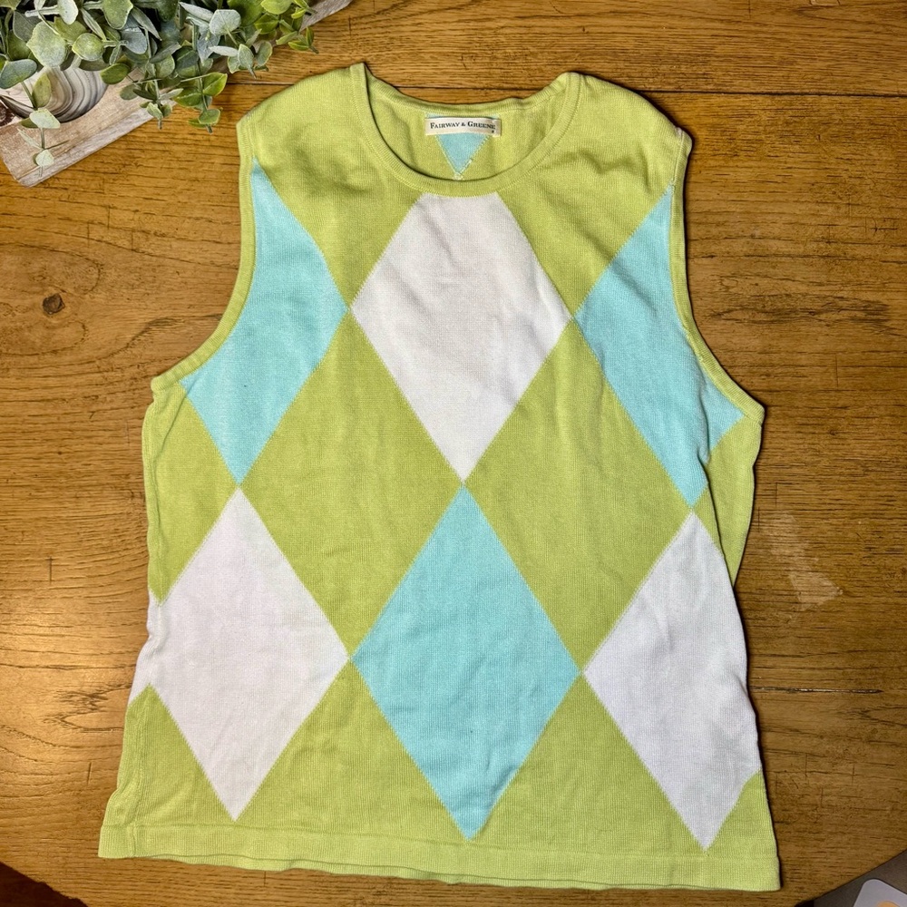 Fairway & Green Preppy Argyle Sweater Vest Size Small